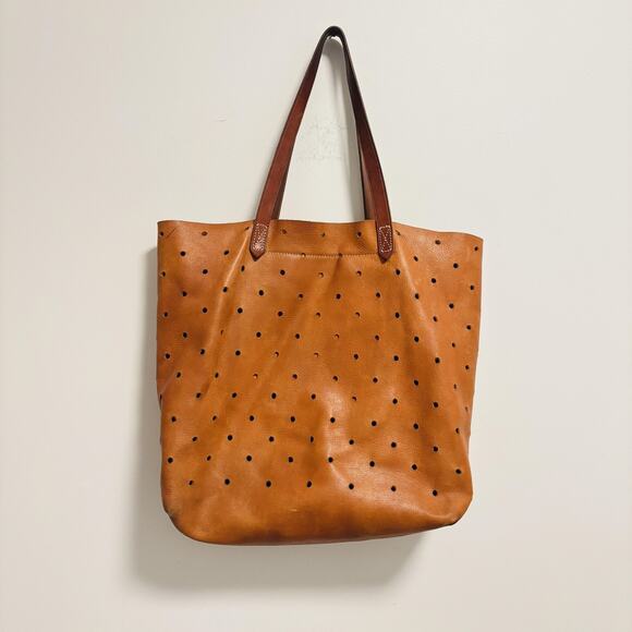Madewell Handbags - Madewell Bag Womens Size Medium Brown Leather Tote Perforated Transport Shoulder